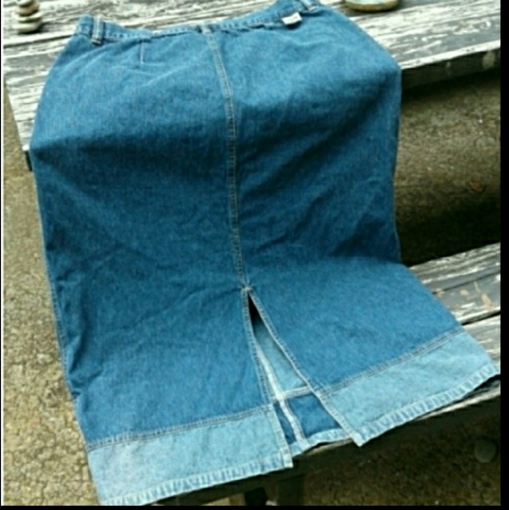 Long Jean Skirt LEE Plus Size 16 Petite  Big Slit
